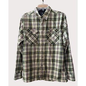 Kuhl Men's Medium Long Sleeve Plaid Midweight Flannel Shirt Green Black Tan
